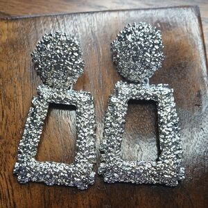 Sparkling Silver Geometric Earrings
